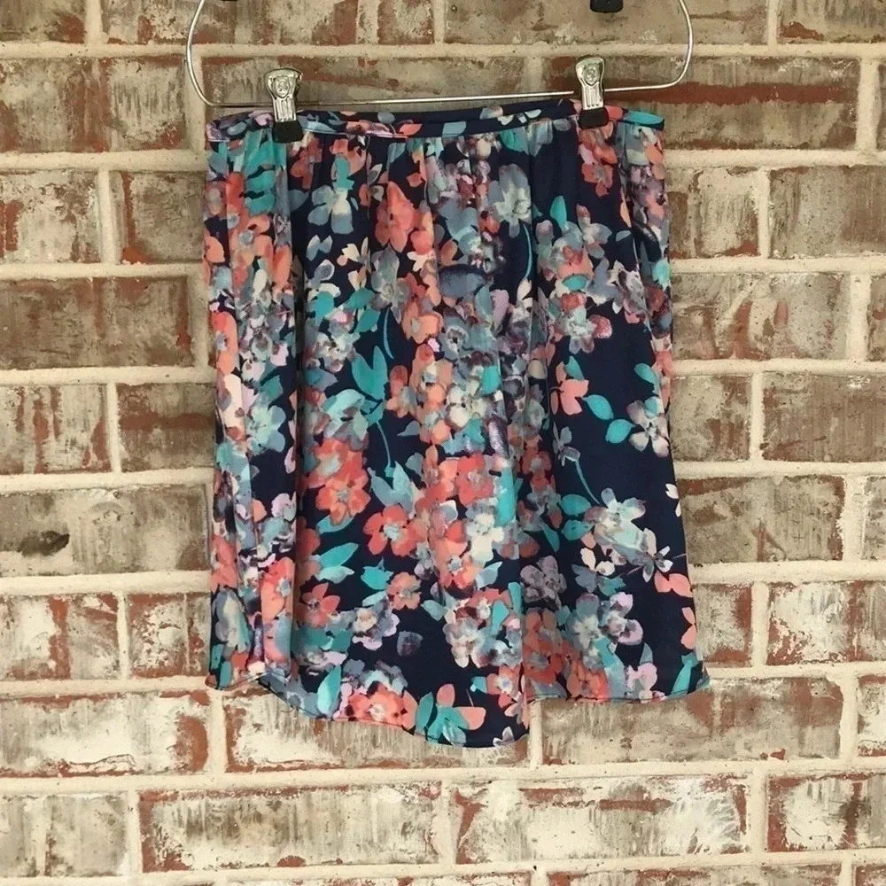 Lauren‎ Conrad Navy Floral Mini Skirt